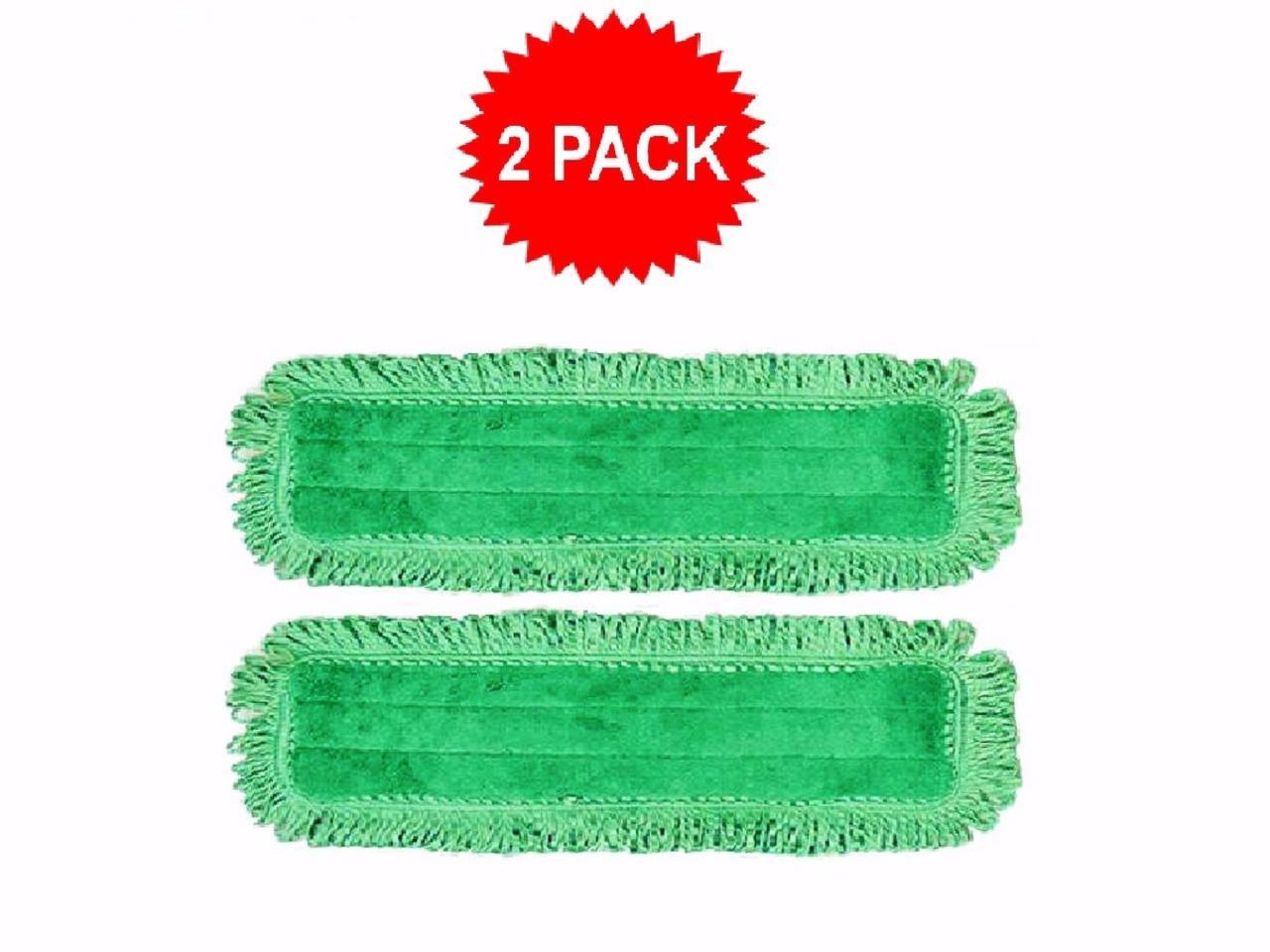 2-pack of 18″ Inch Real Clean Green Fringe Microfiber Dust Pads Commercial Mops