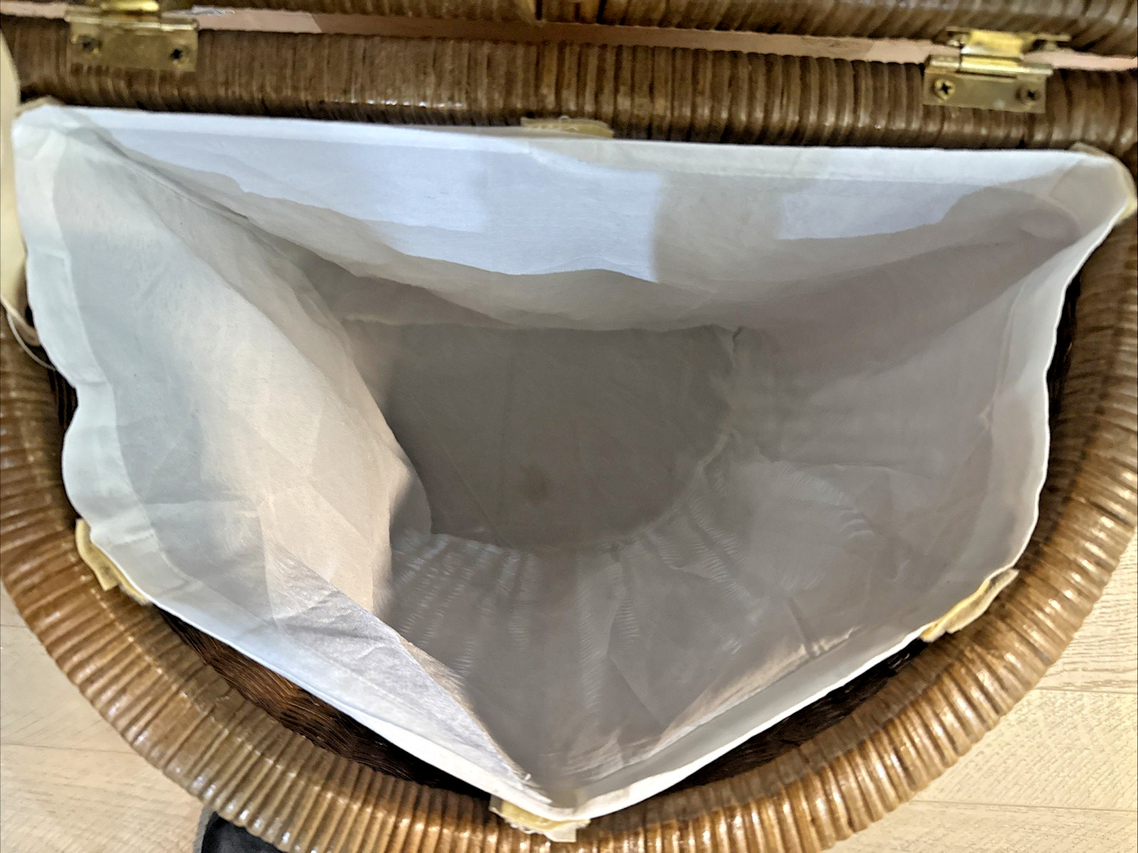 Boho Wicker Laundry Hamper w/ Lid Removable Cotton Liner Rattan Basket Natural