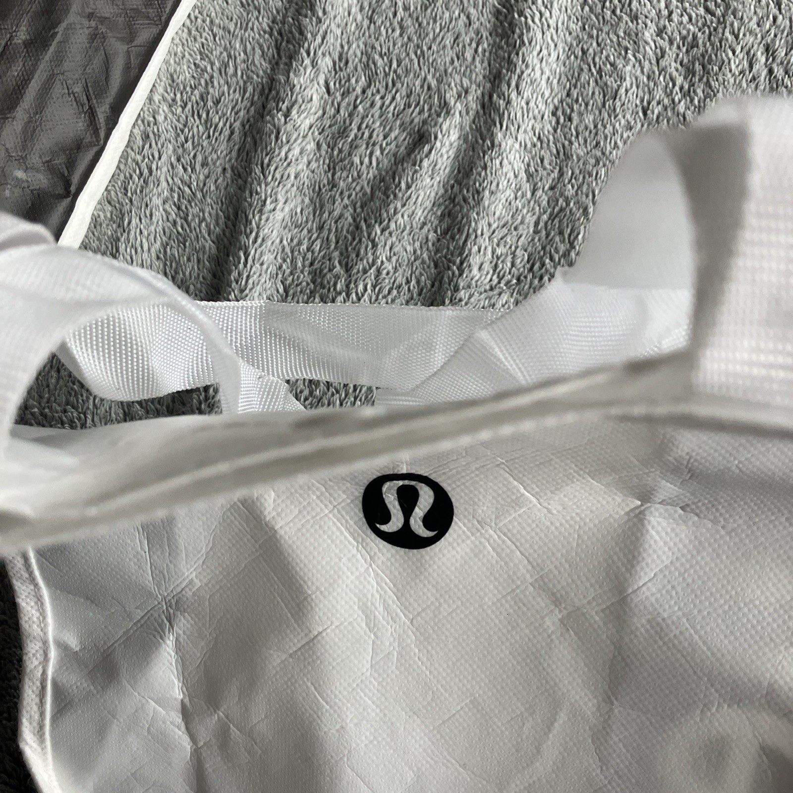 Lululemon Shopping Tote Bag Reusable Black And White 9×12 Lot Of 2