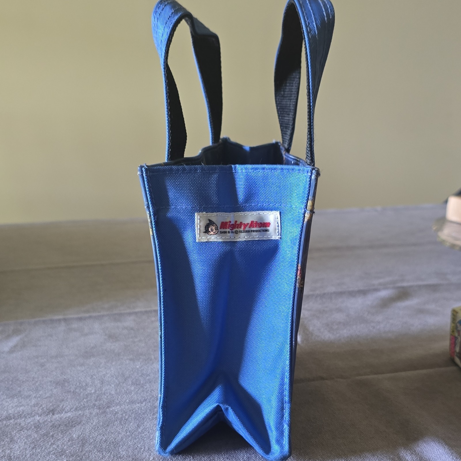 Mighty Atom Blue Reusable Nylon Tote Bag Small All-Over Print 9x9x3 in
