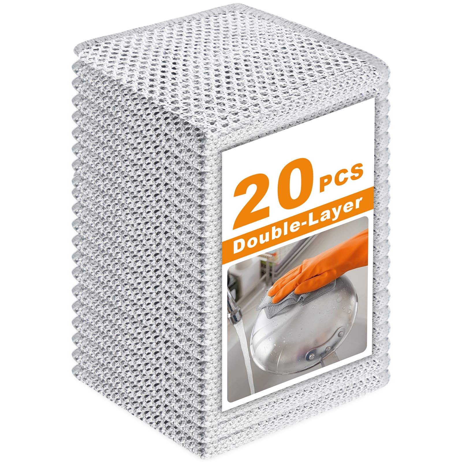 20 Pcs New Upgrade 3-Layer Metal Dish Cloth, No Scratches Wire Cleaning Cloth