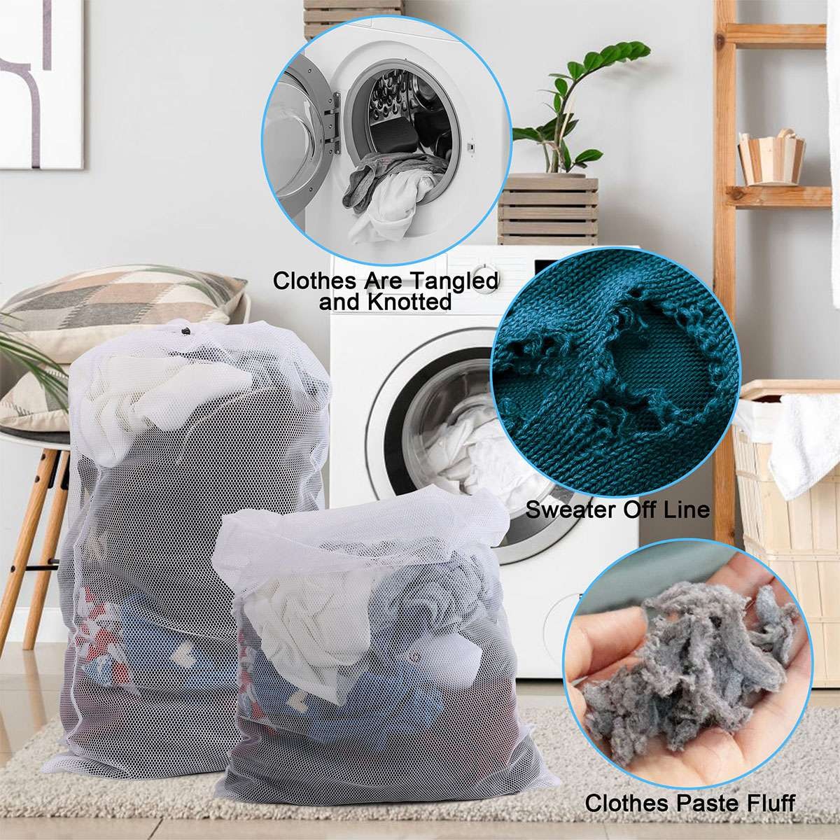 Large Heavy Duty Laundry Bag Mesh Wash Clothes With Drawstring Top Closure