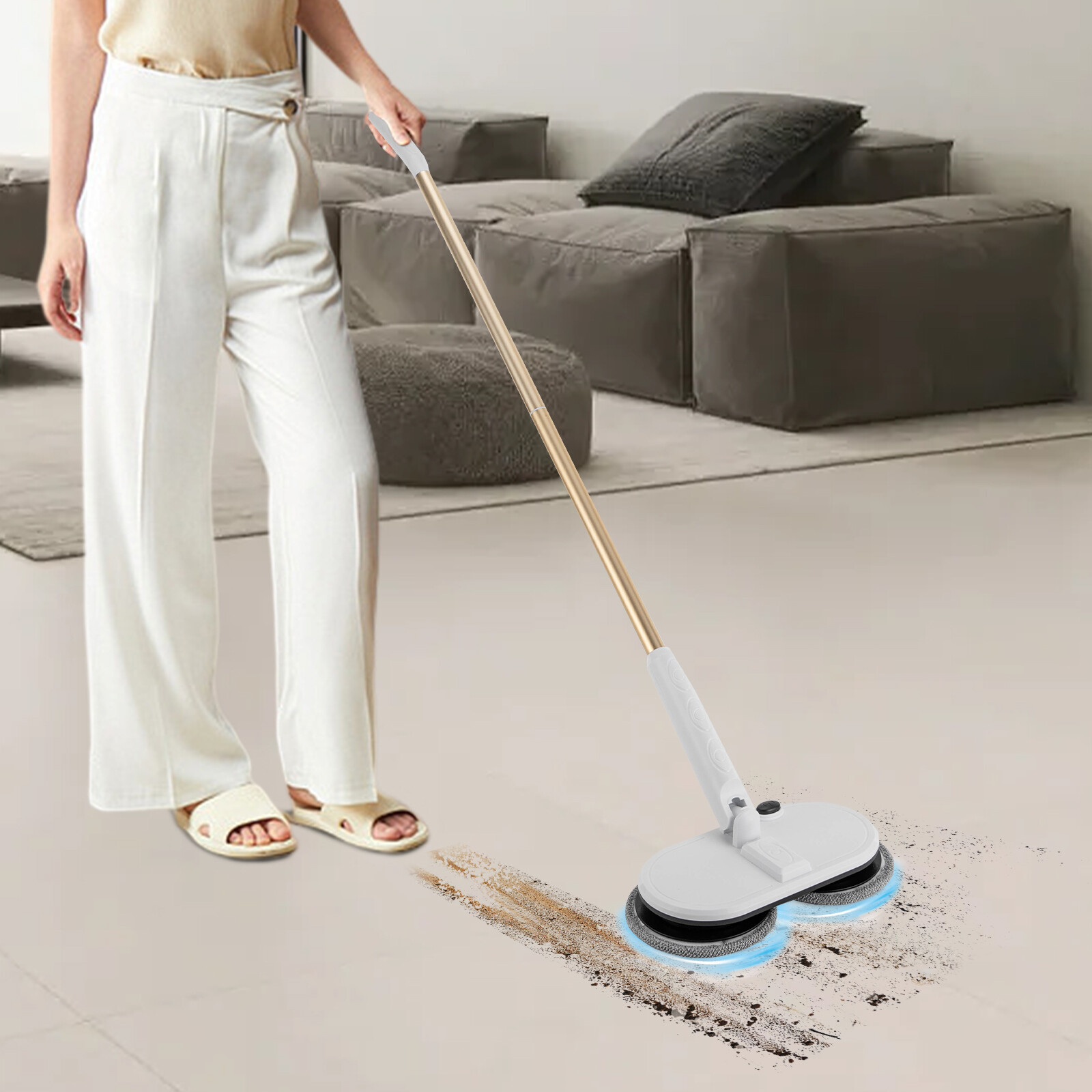 4-Pad Cordless Electric Mop Spin Mops Floor Cleaning Dual Spinning Scrubber