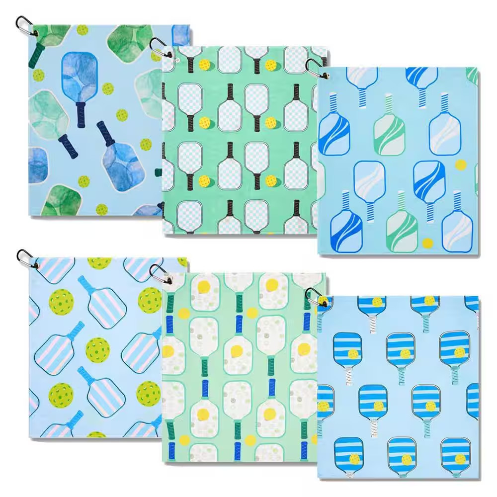 15 In. W X 17 In. D X Soft Pickleball Towel Set Absorbent Fast Drying Fun Patter