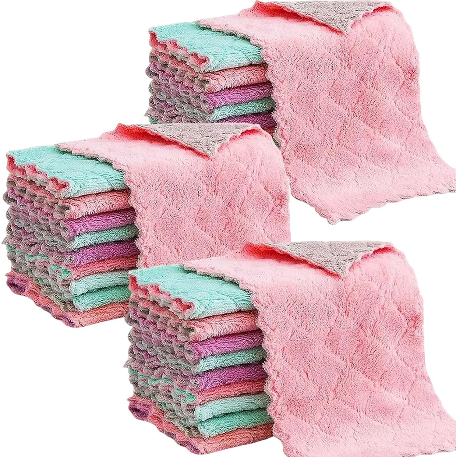 Reusable Microfiber Kitchen Cloths Absorbent Dish Towels 24 Pack