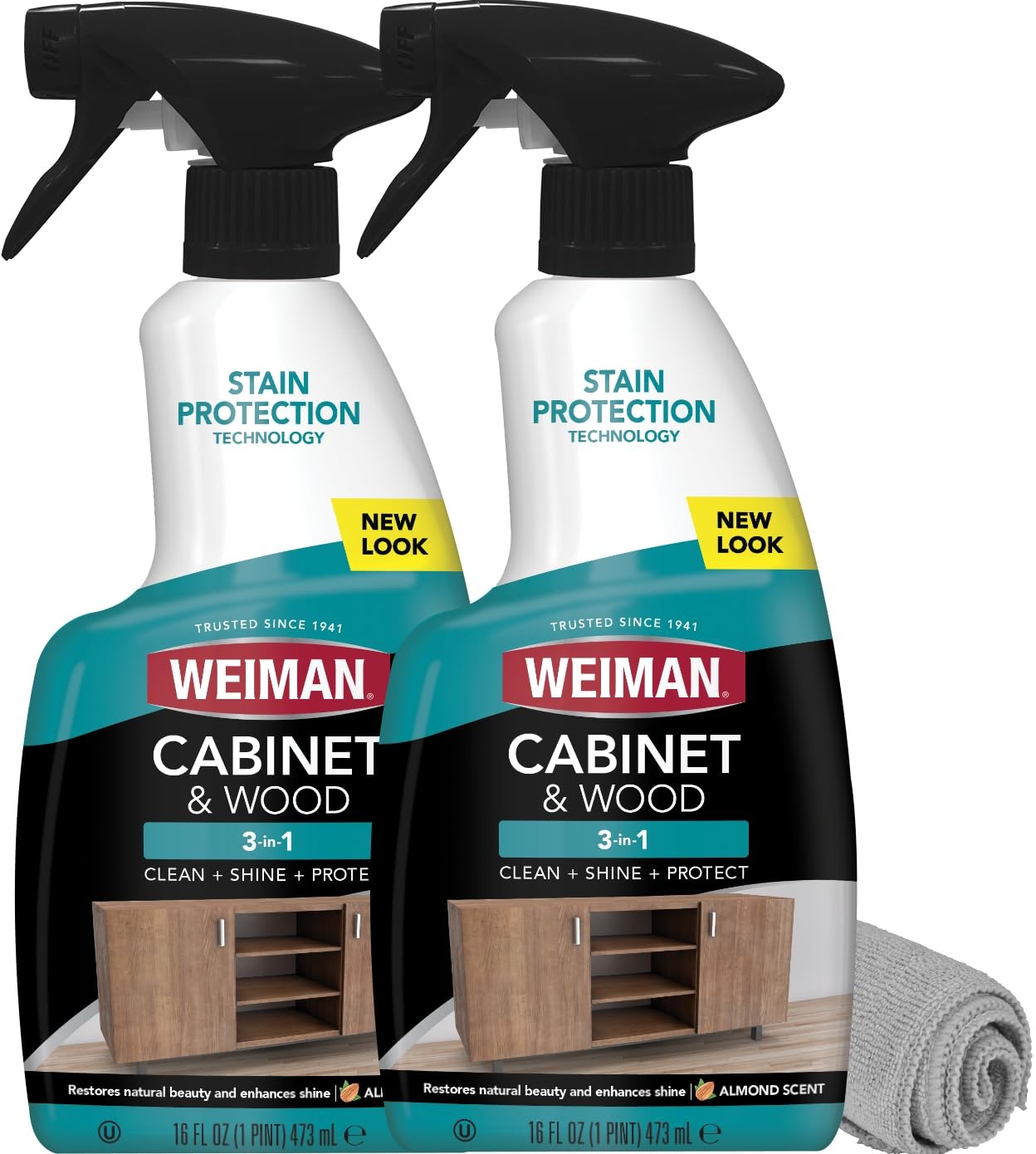 Weiman Cabinet and Wood Cleaner, Shine, Clean and Protect Spray – For Wood
