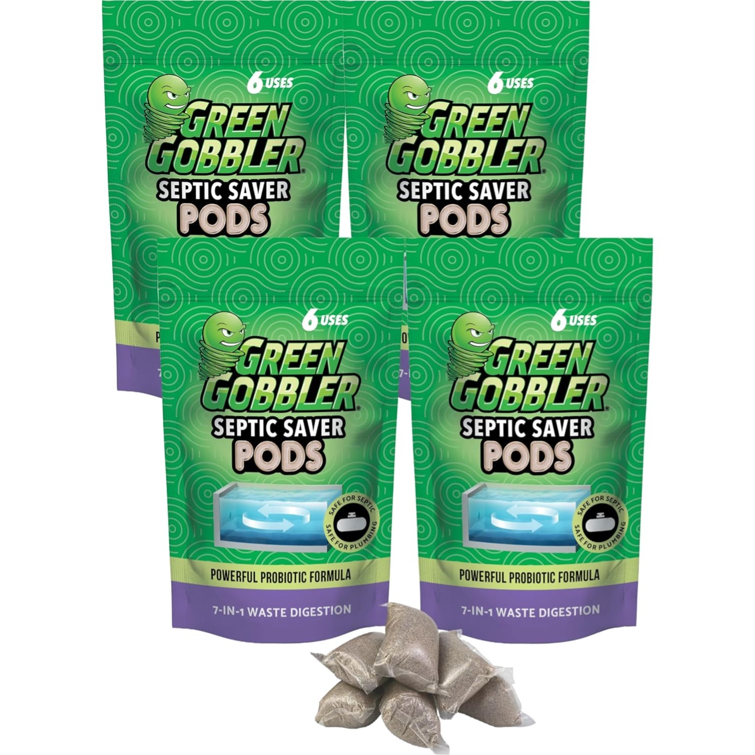 Septic Tank Treatment Pods Natural Bacteria Prevent Backups Foul Odor Kit