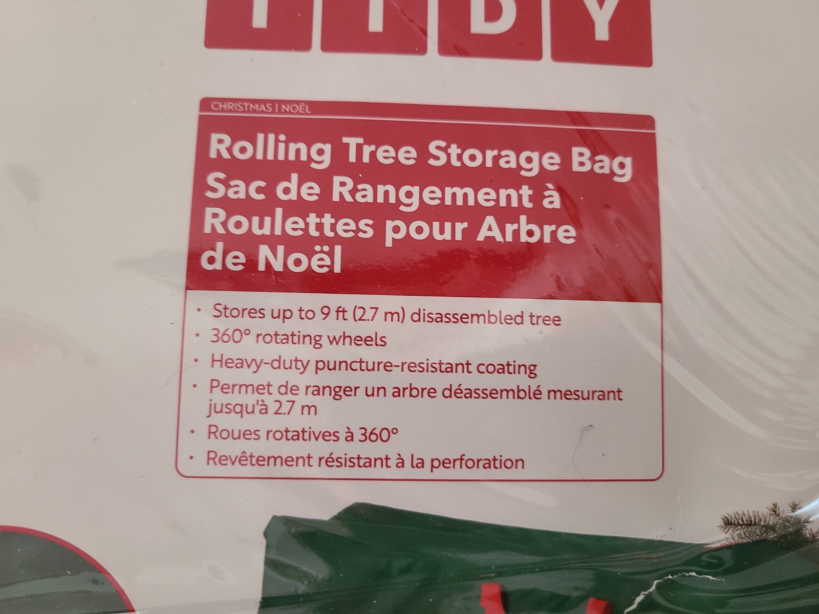 SIMPLY TIDY ROLLING WHEELS TREE STORAGE BAG 11.5 in x 27 in x 50 in Brand New