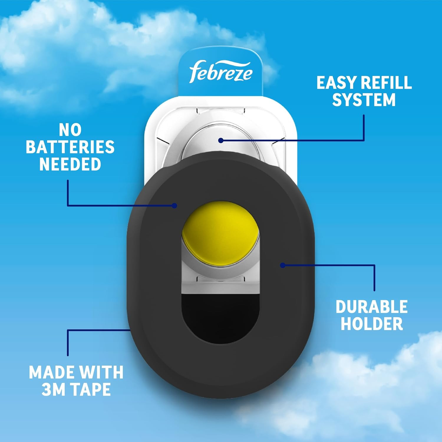 Febreze Trash Odor Fighter, Trash Can Air Freshener, Stick-On Deodorizer for Gar