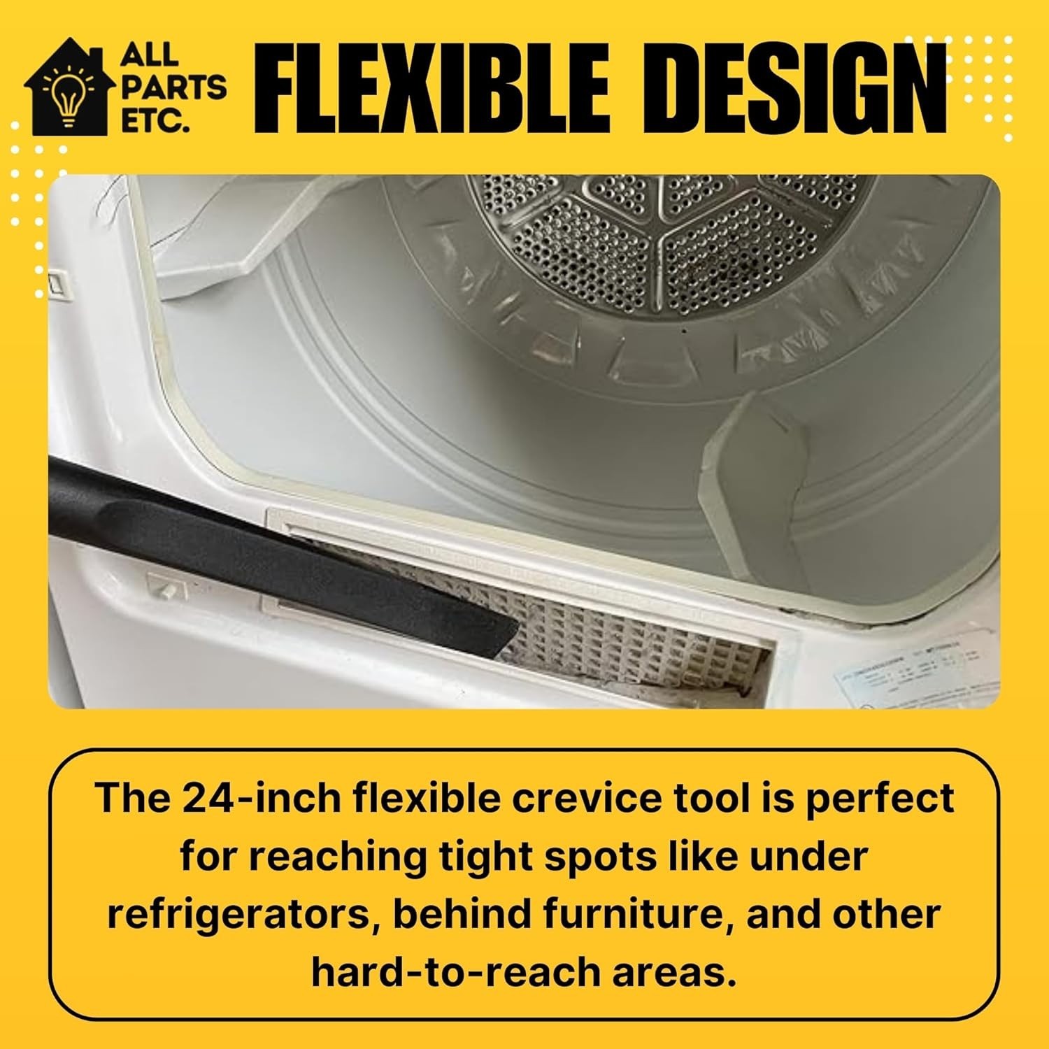 24″ Long Flexible Vacuum Crevice Tool Fits 1.25 1.5, 1.35, 2.5 Vacuum Attachment
