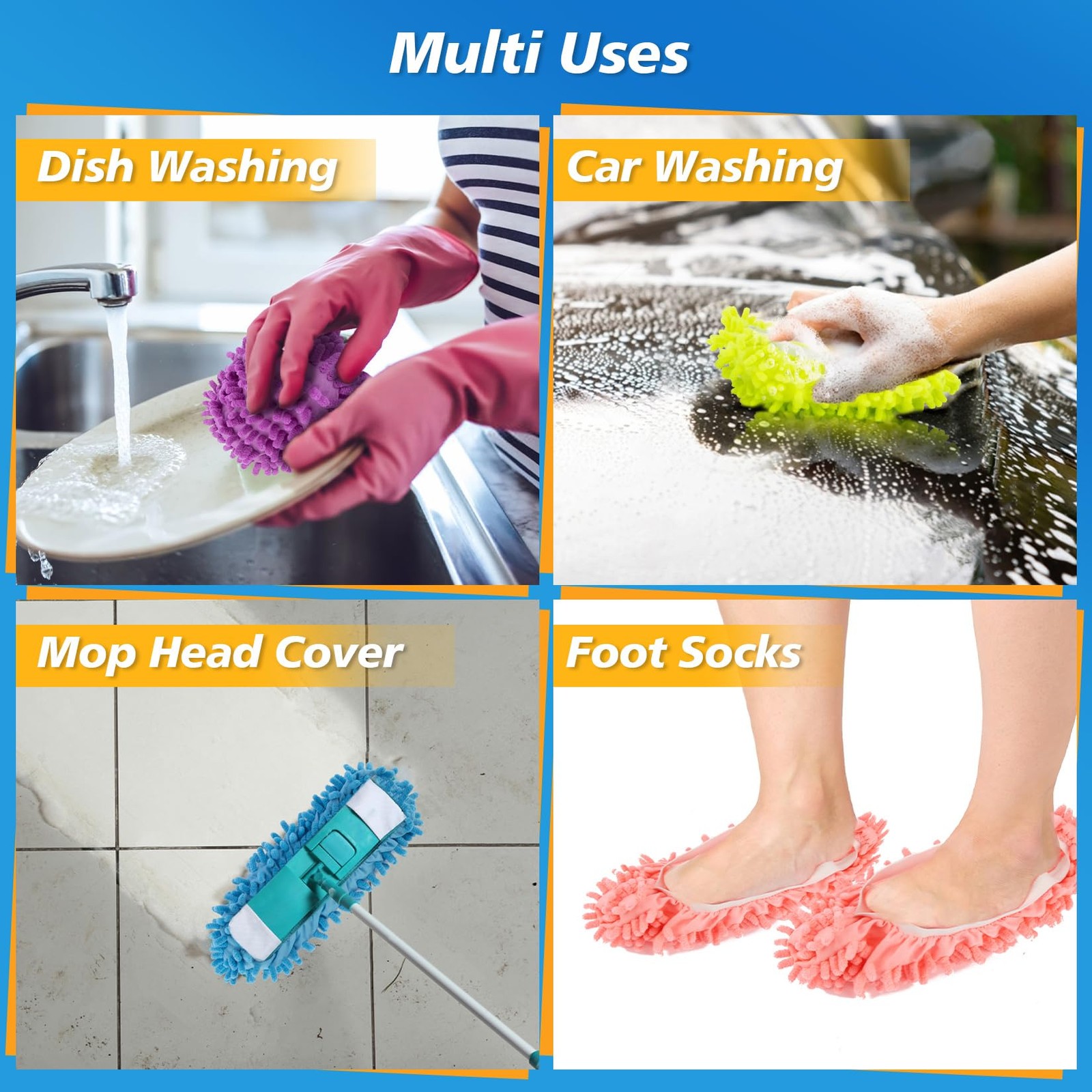 10 Mop Slippers for Floor Cleaning – Size 8 Mop Socks Women Mopping Cleaning Soc