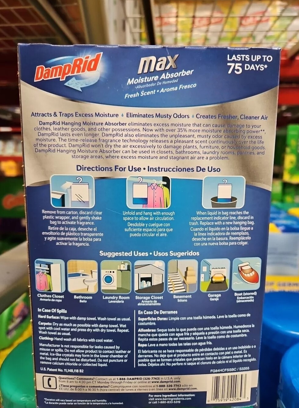 DampRid Max Moisture Absorber Fresh Scent Hanging Bag 4 pk-1lb.