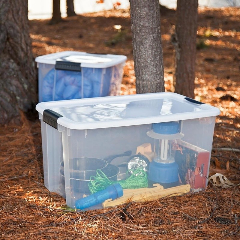 Stackable Clear Storage Boxes W/ Heavy Duty Latches 4-Pack Shatterproof New