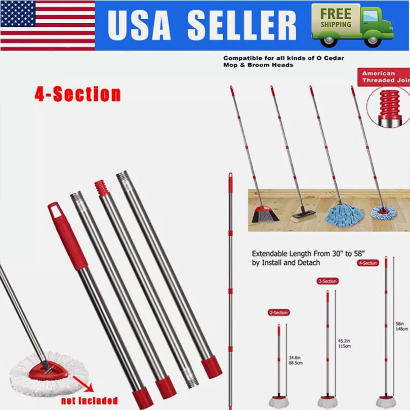 Spin Mop Pole Handle Replacement Cleaning Telescopic Stick For O-Cedar Easywring