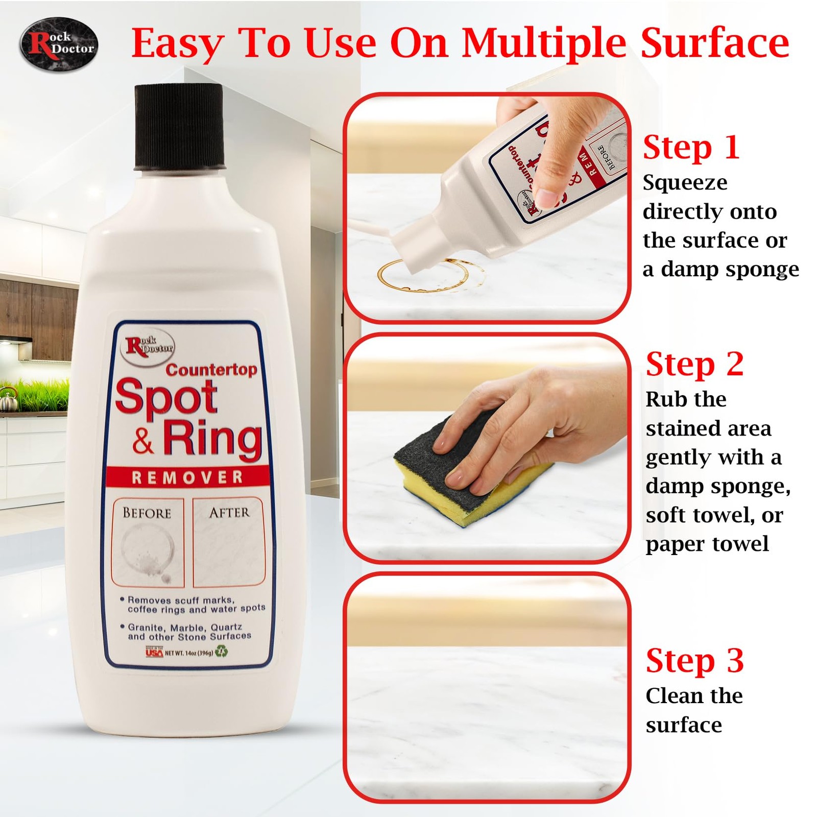 Spot & Ring Remover, Works on Granite, Marble, Countertop & Quartz, Hard Water M