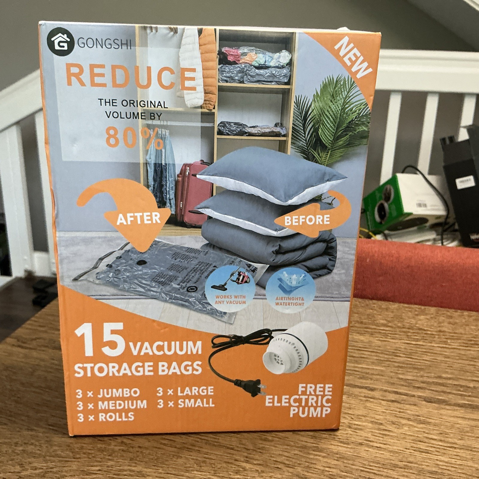 Vacuum Storage Bags 15 Pack with Electric Pump Jumbo Large Medium Small
