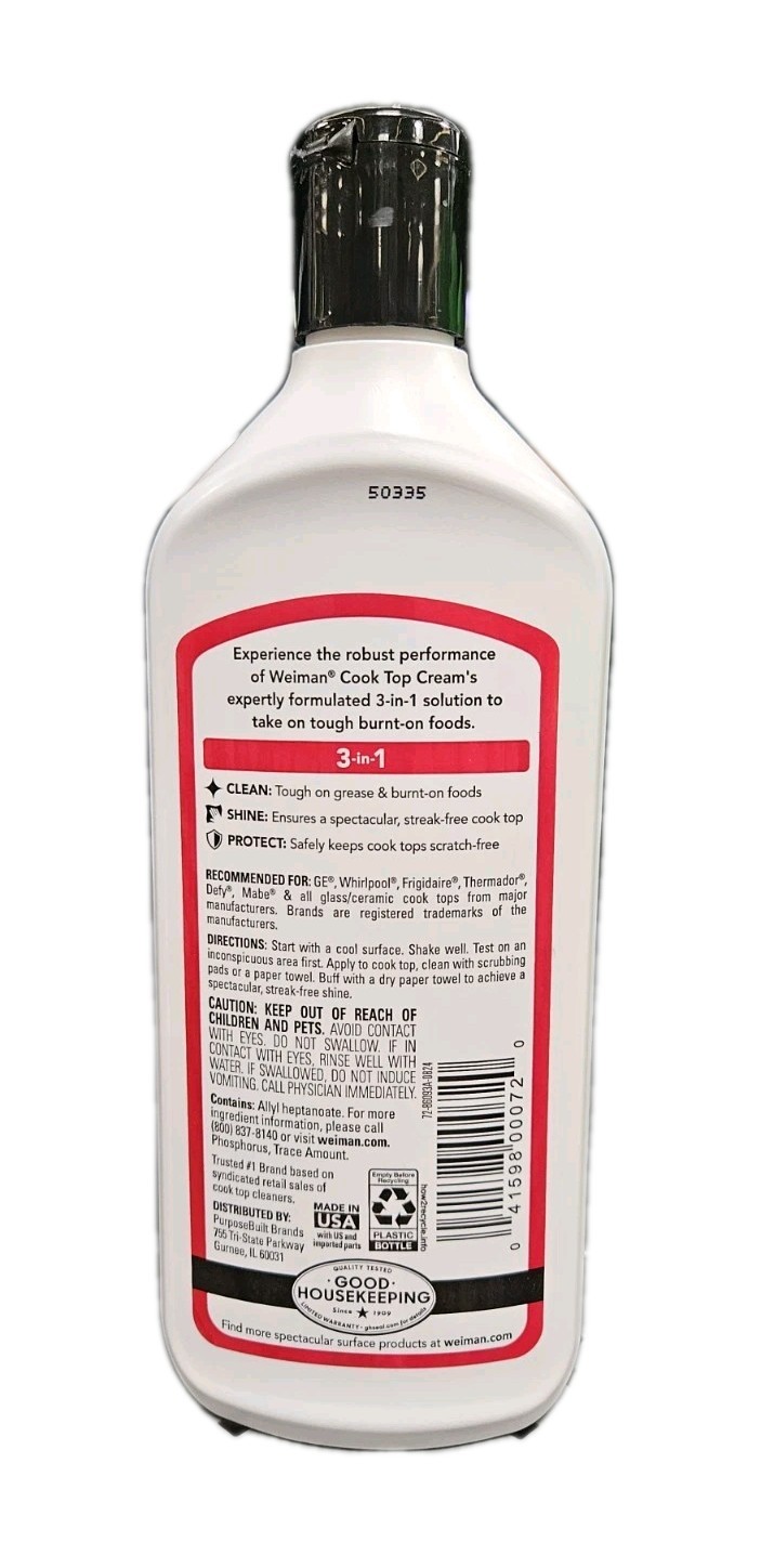 Weiman Ceramic/Glass Cooktop Cleaner & Polish Heavy Duty For Stove Top 15 oz