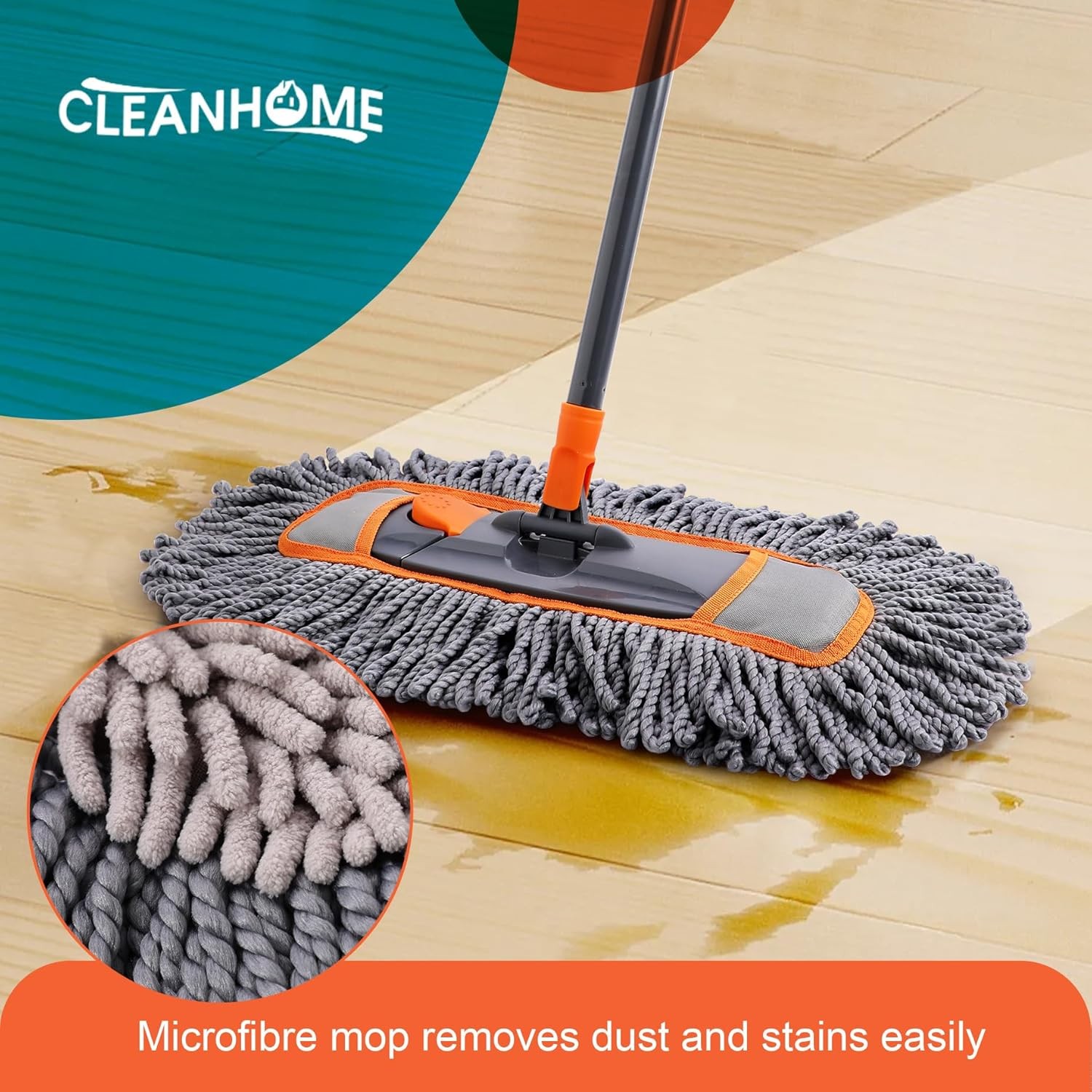 Microfiber Dust Mop for Hardwood Floor Cleaning, Dry and Wet Baseboard