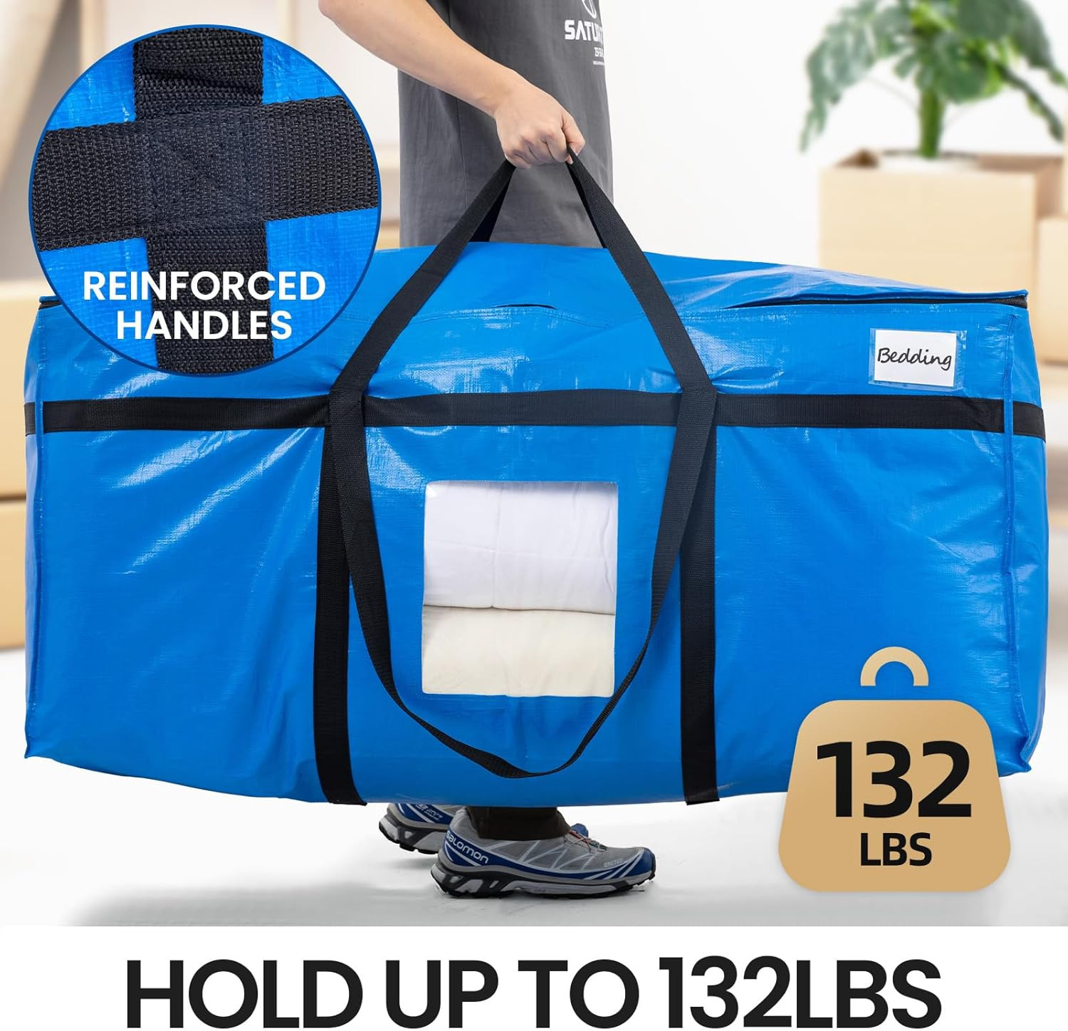 2 Pack 69 Gallon Extra Large Storage Bags with Visible Window,Blue | XXL Heavy D