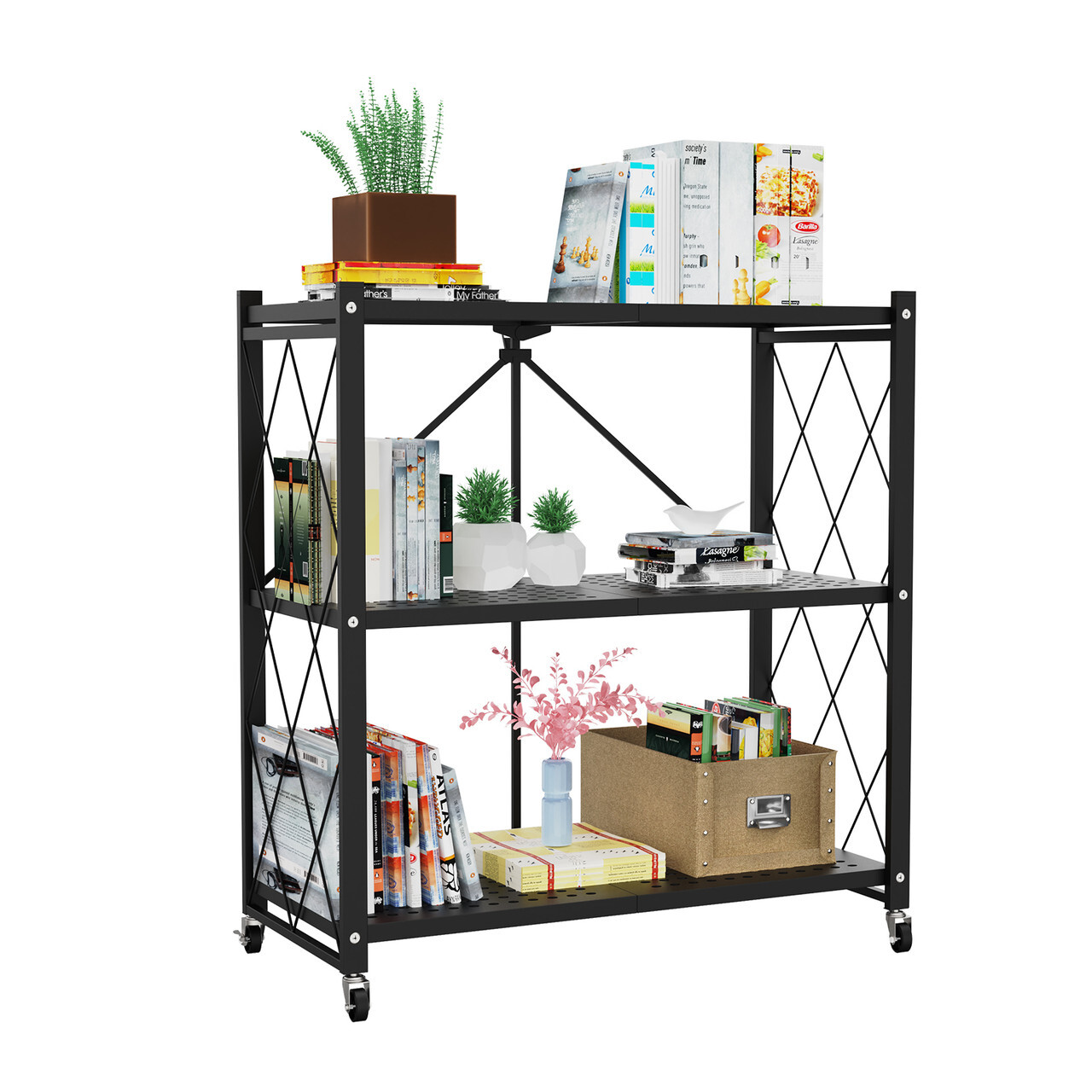 QRInnovations 3/4 Tier Heavy Duty Metal Rack Storage Modern Style Shelving Unit