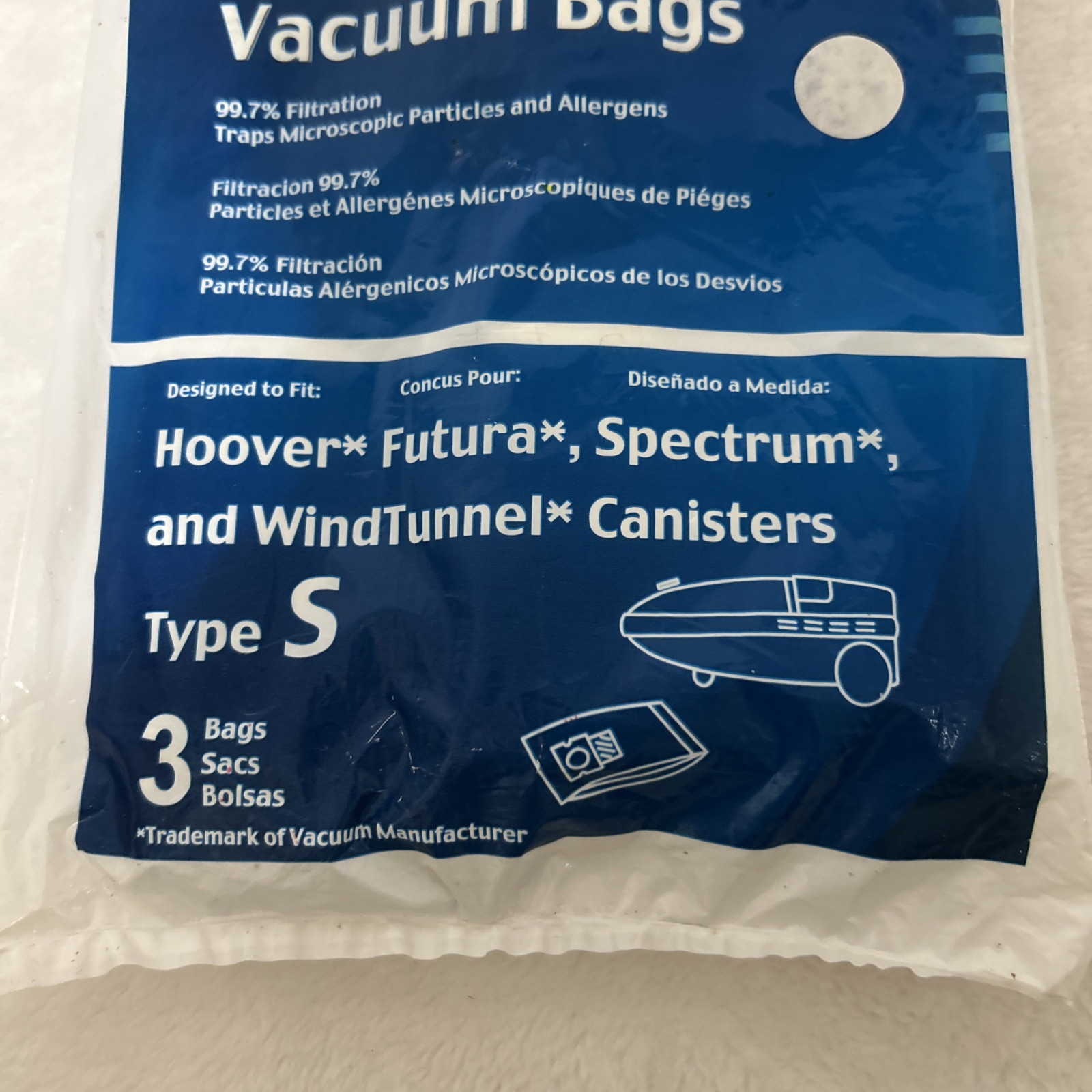 Style S Hoover Vacuum Bags Future Spectrum Windtunnel Allergy Canister 3 Bags