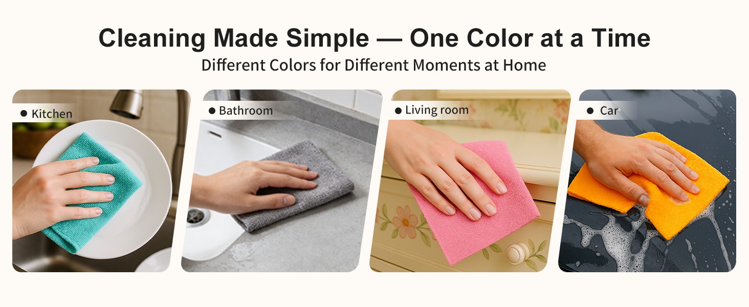 Microfiber Cleaning Cloth Roll, 50 Tear-Away Sheets, Reusable & Washable,