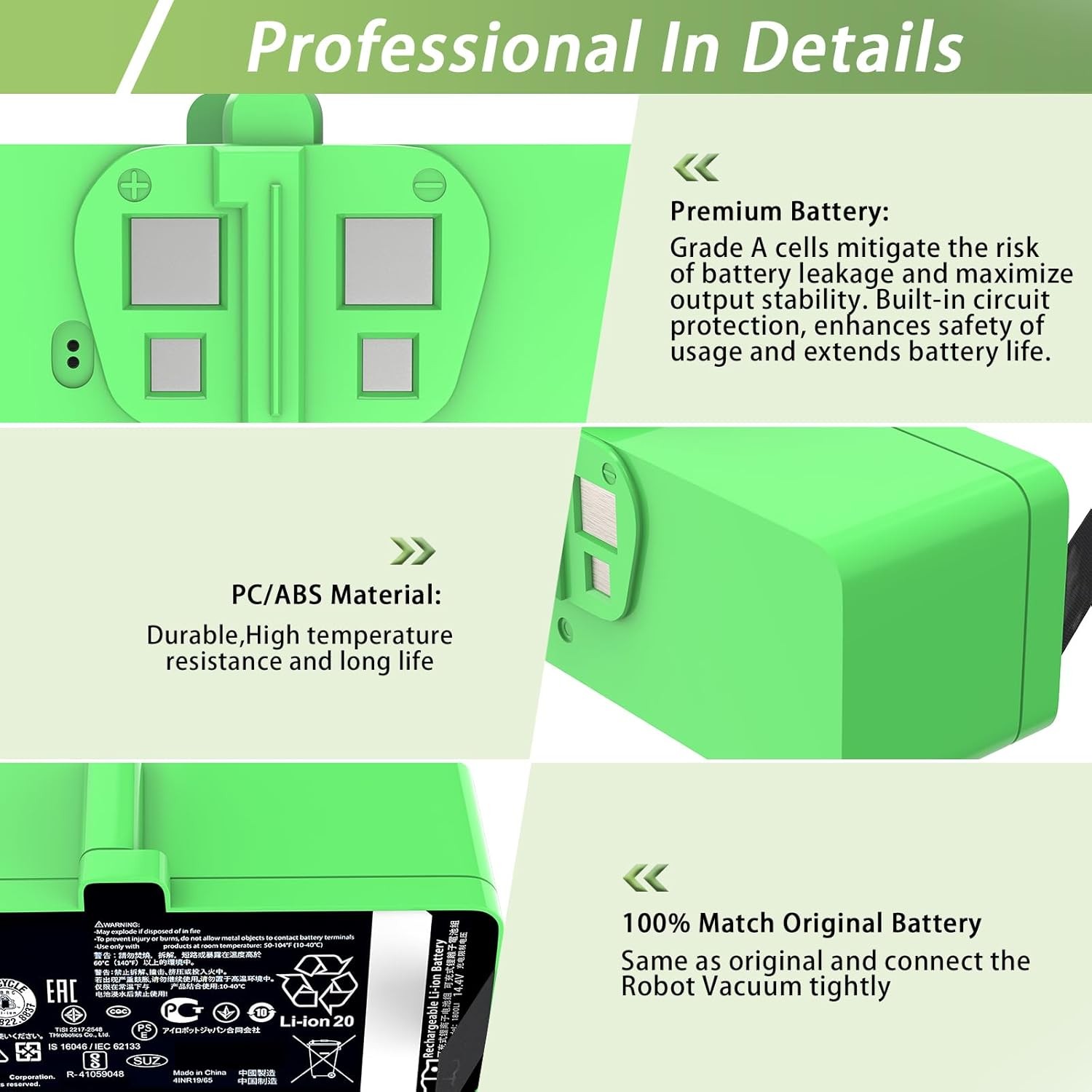 Upgraded 3300mAh 48Wh Replacement Battery for iRobot Roomba 980 981 970 965 960