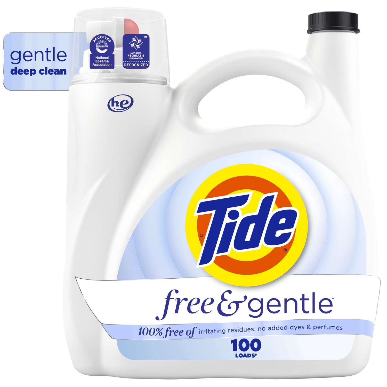 Tide Free Gentle Laundry Detergent Liquid 132oz 100 Loads Unscented, 2 Pack