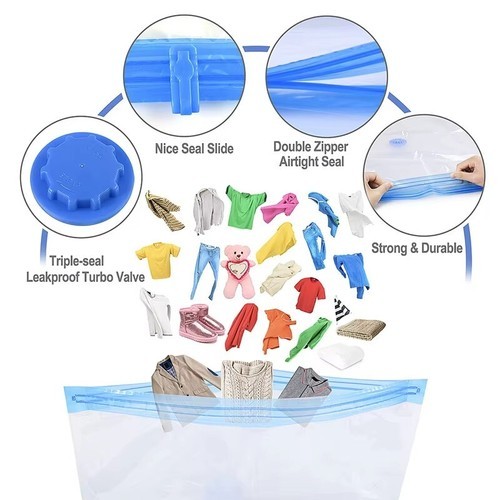 14pcs Travel Vacuum Storage Bags w/ Pump Space Saver Garment Seal Clothes Bag US
