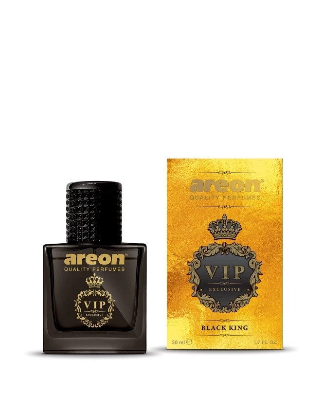 AREON VIPP02 Car Perfume Glass Bottle Car Air Freshener Spray, Black King 50ml