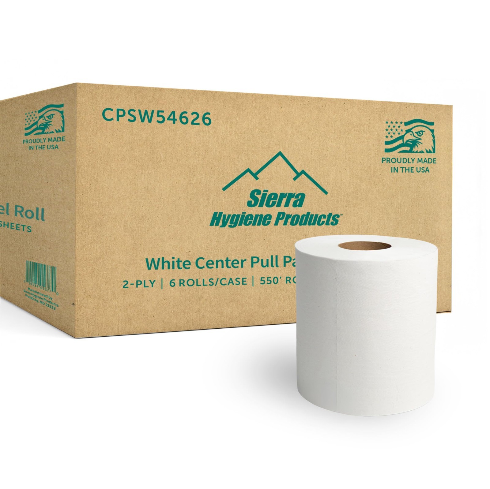 Sierra Hygiene 550’ Centerpull Paper Towels (9″ x 11.5″) 2-Ply White – 6/Case