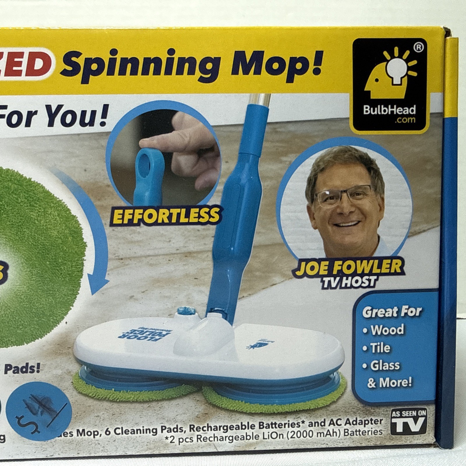 Floor Police Cordless Motorized Spin Mop by BulbHead As Seen on TV New in box