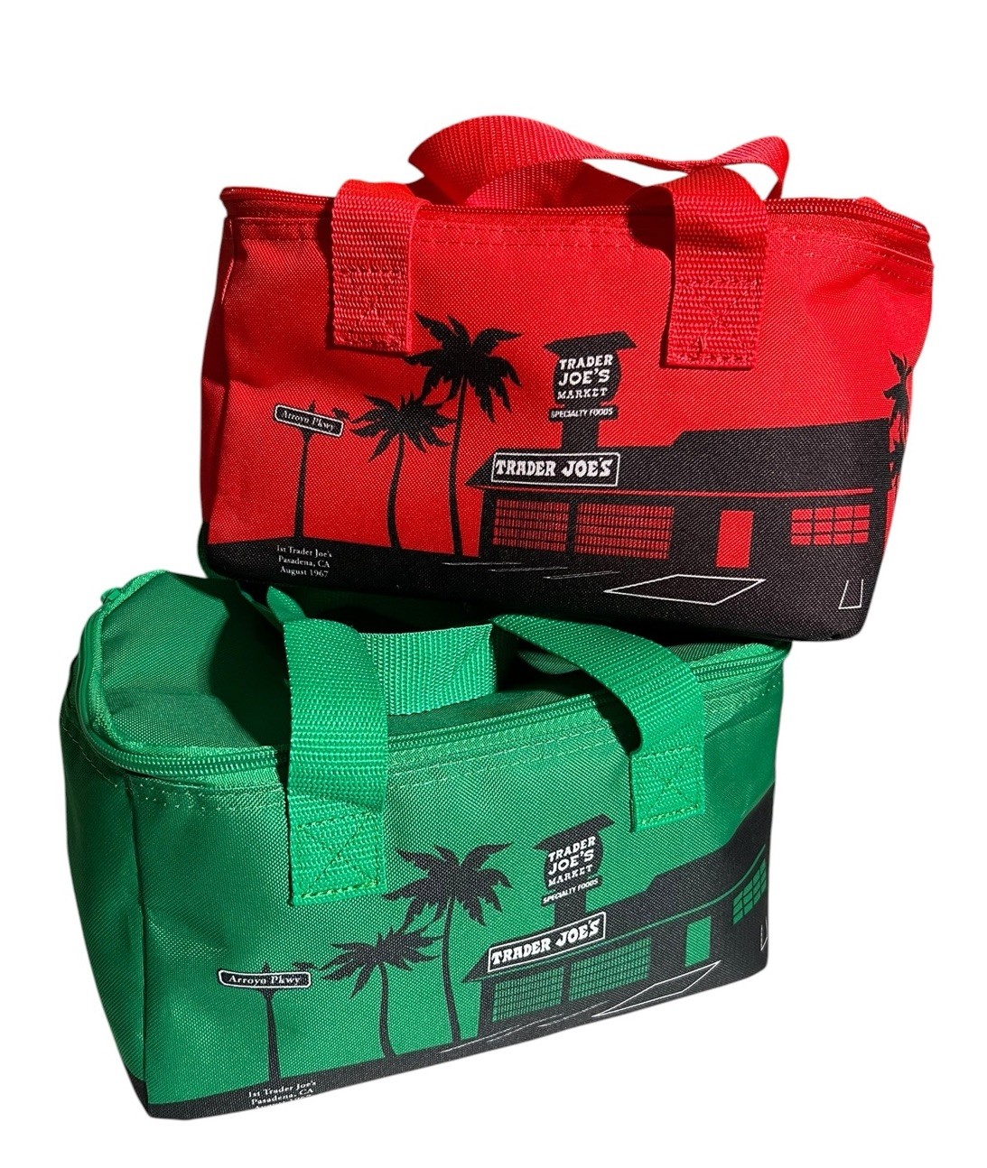 Red & Green Holiday Trader Joe’s Mini Insulated Cooler Tote Lunch Bag Limited