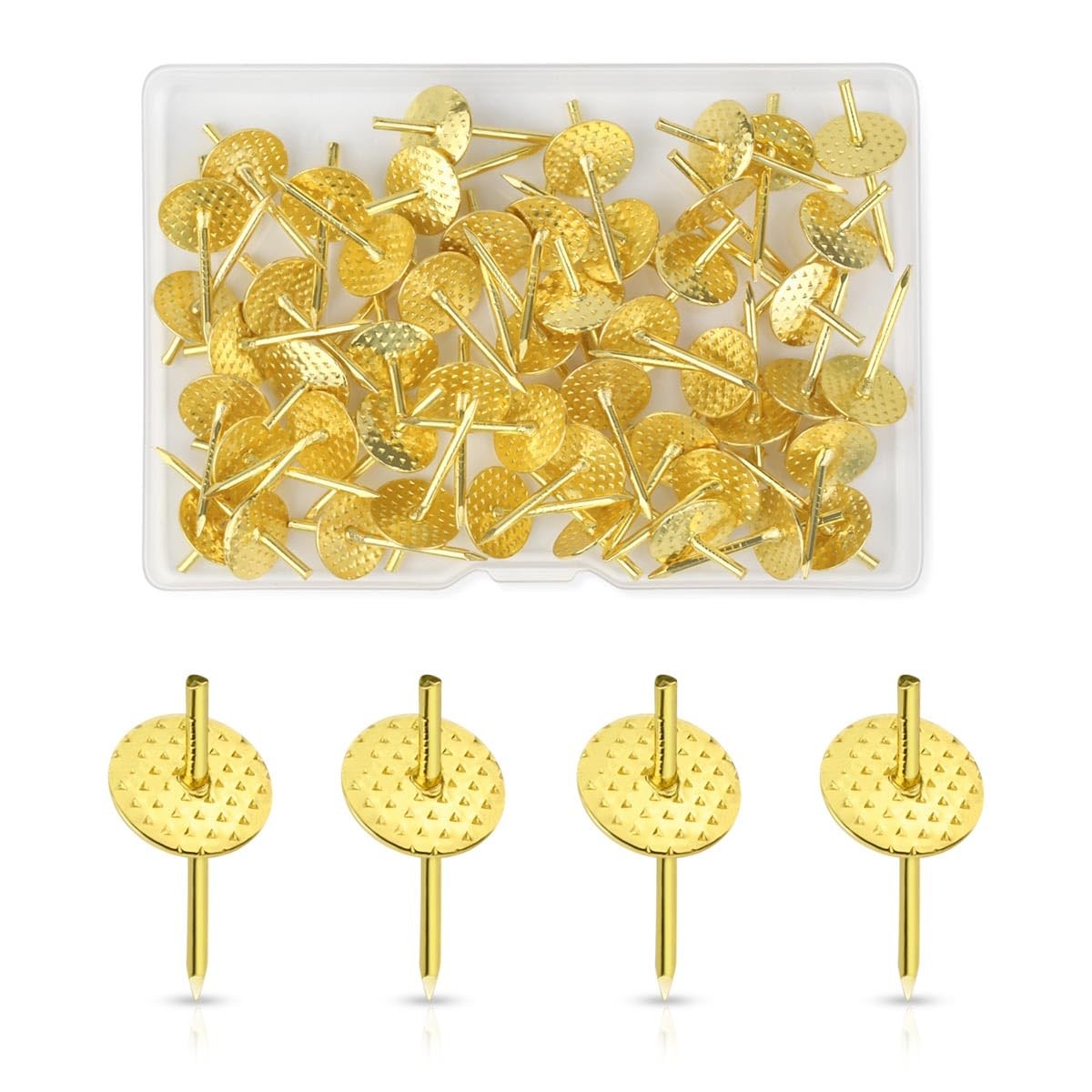 50pcs Picture Hanging Nails Hooks Frame Hangers Kit for Drywall Wood Gold