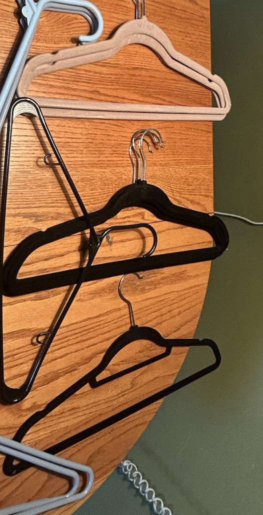 24 Lot – Big Box USED Hangers- Multi Color – One Size – Various Types – 7 Felt
