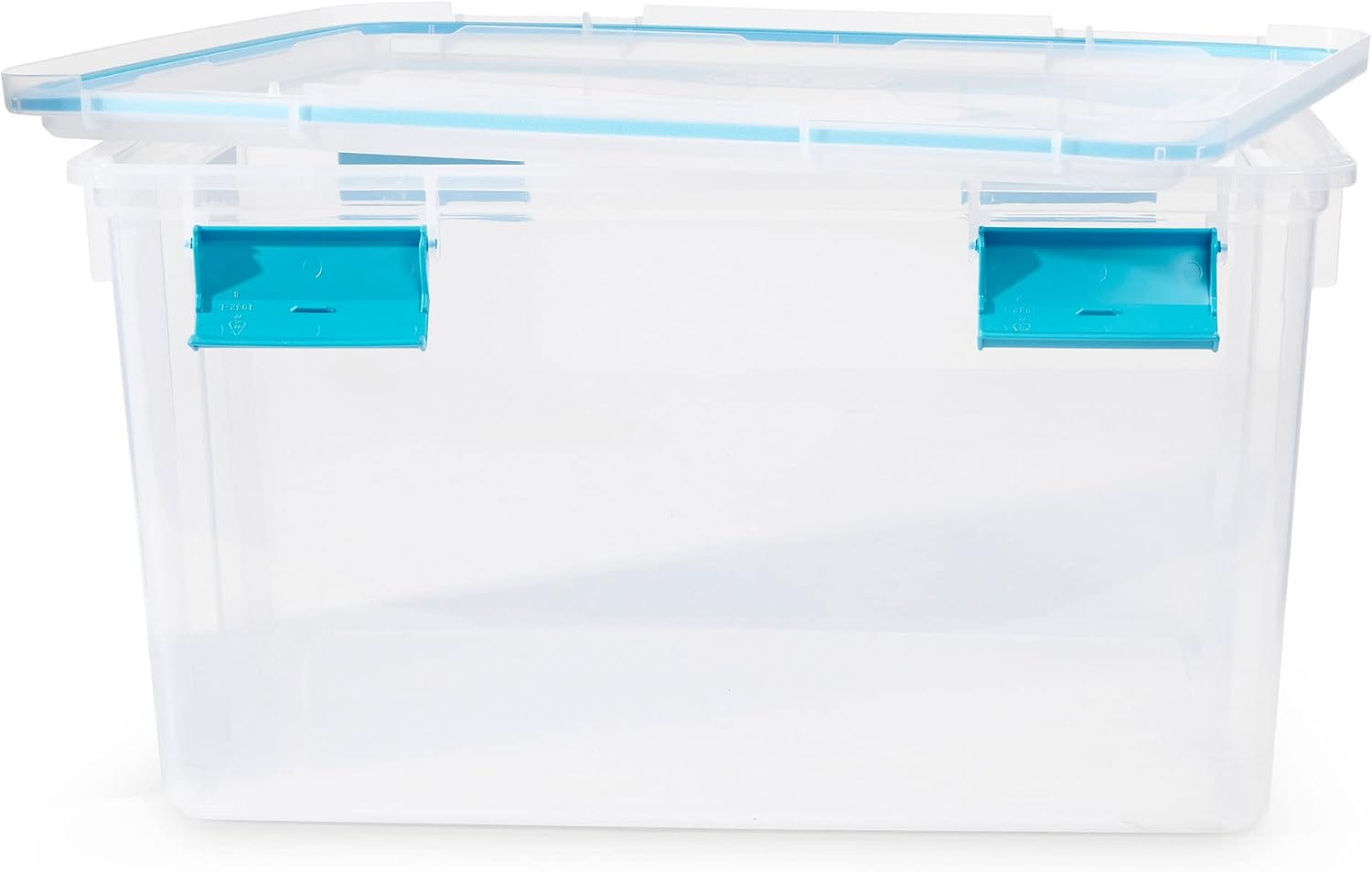 54 Quart Clear Storage Box with Blue Latches – 8 Pack