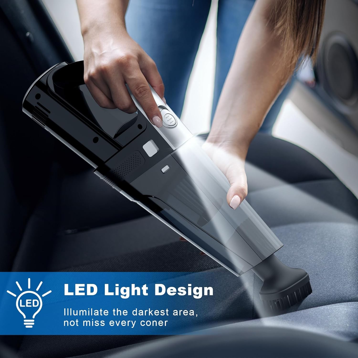 Car Vacuum, Portable Vacuum Cleaner with Powerful 7000PA Suction, DC Black