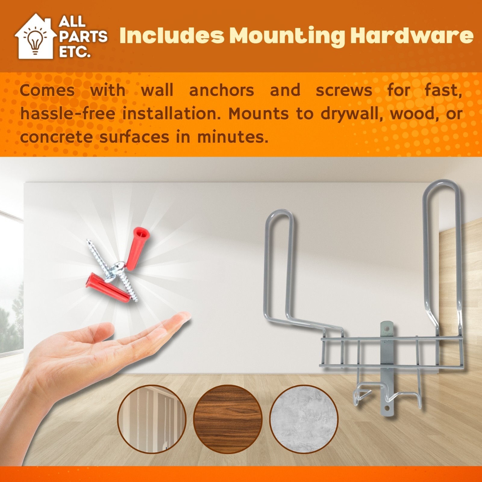 Metal Central Vacuum Hose Hanger Rack – Includes Mounting Screws Beam