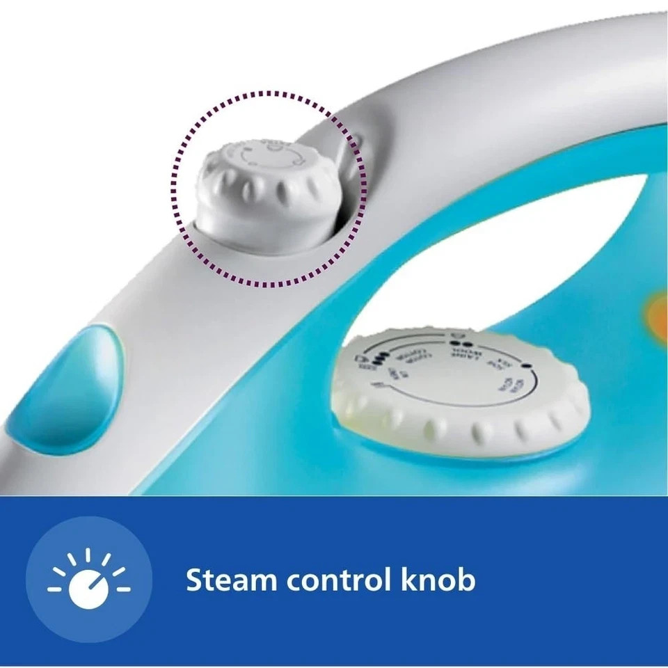 Philips Steam Iron GC1011/01 with 1200 Watts power, linished soleplate 220V