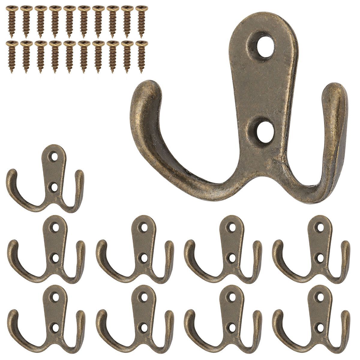 10/20pcs Hanging Metal Double Hook Clothes Hat Coat Robe Wall Door Hangers Hooks