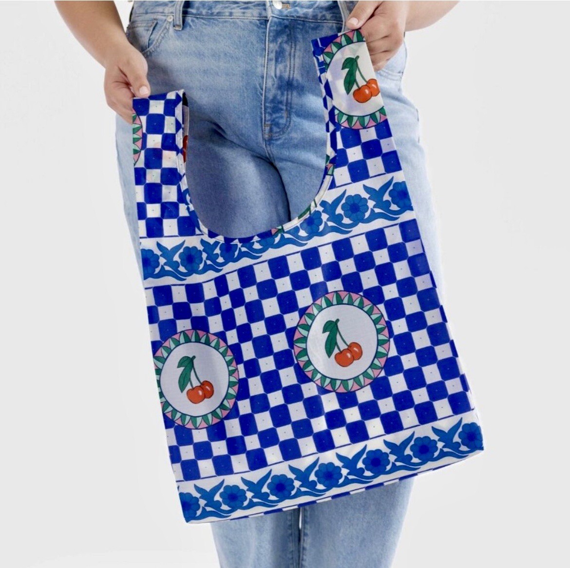 NEW! Baggu STANDARD BAG in “Cherry Tile” — Washable Recyc. Nylon SOLD OUT + RARE