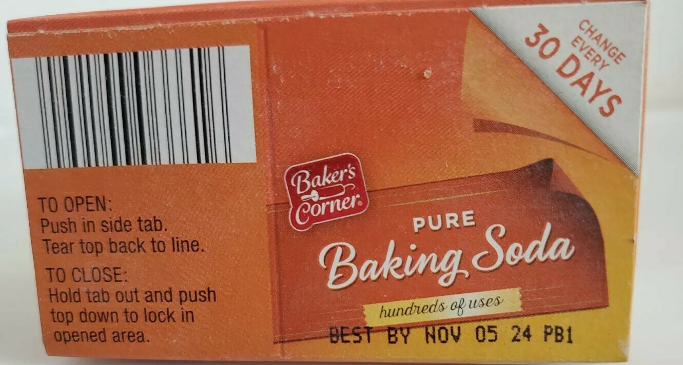 BAKER’S CORNER PURE BAKING SODA Hundreds of Use 16o/1lb B.B 11/05/ 2024
