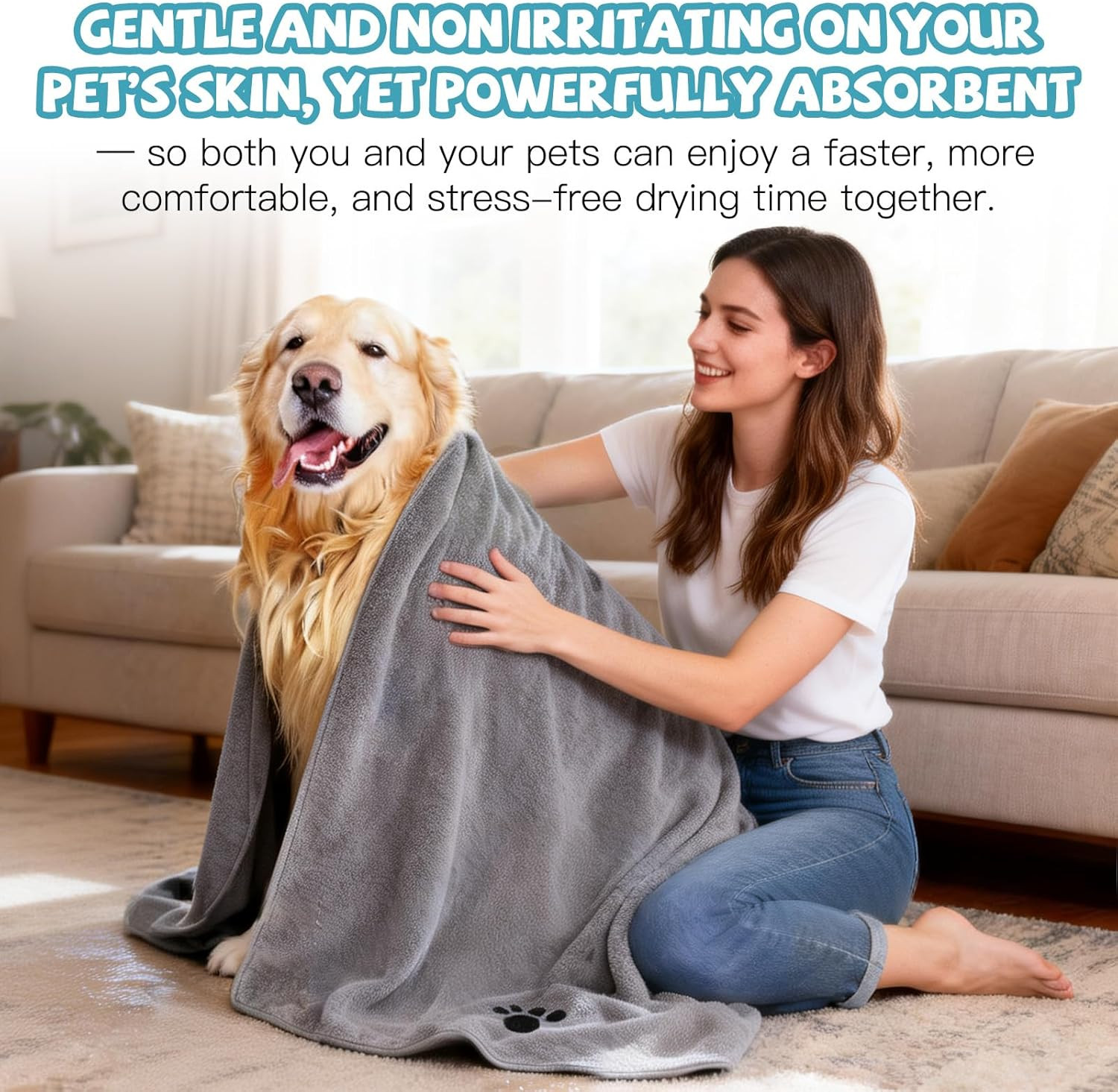 2 Pack Microfiber Dog Towels for Drying Dogs, Super Absorbent and Soft Pet Towel