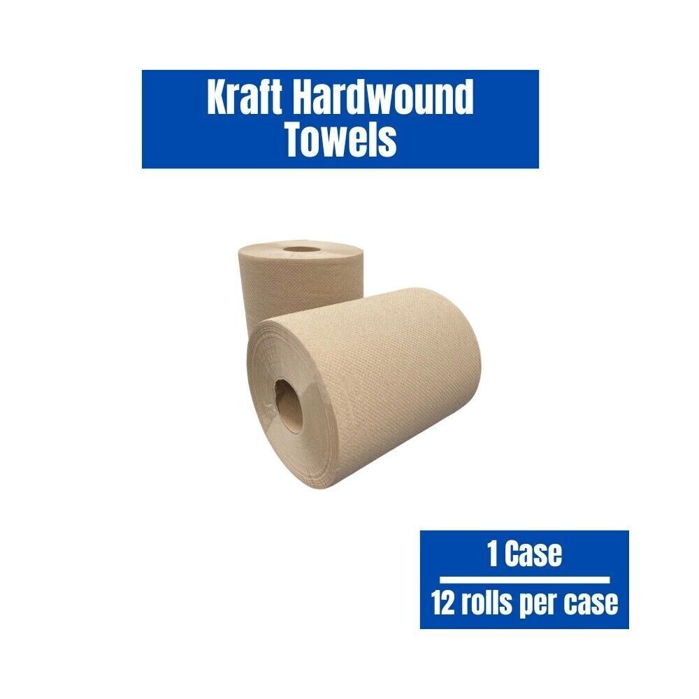 Kraft Hardwound Towel Roll 8″ x 600′ (2″ Core) 1 Ply 12 Rolls/Case – 1 Case