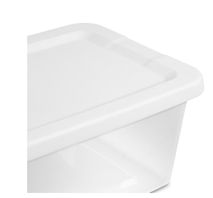 Sterilite 6 Qt Storage Bins 10 Pack Clear Plastic Containers Snap Lid White