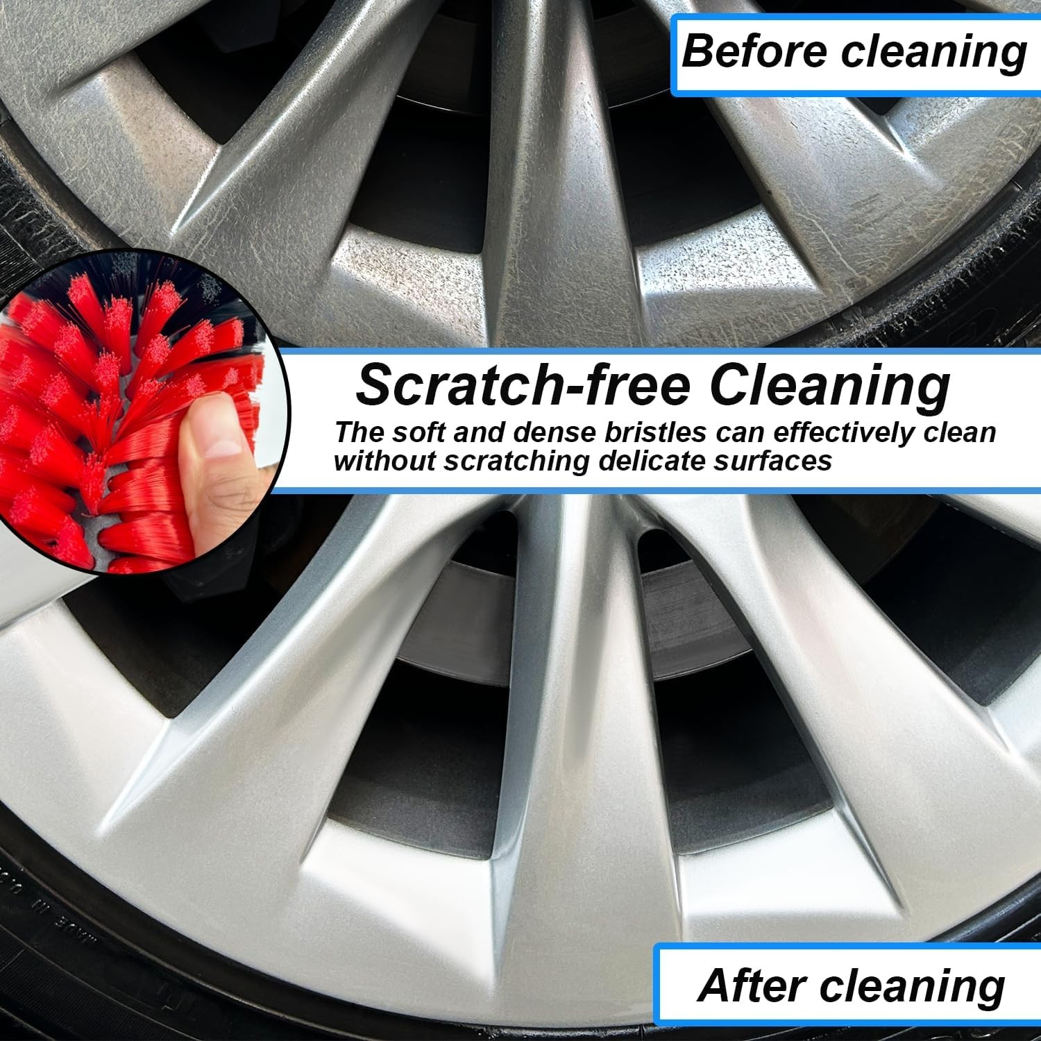 Wheel Brush Kit, Soft Drill Wheel Cleaner Brush, No Scratches Highly Dense Ca…