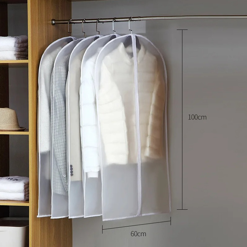 3 pcs Transparent Garment Dust Cover with Zipper for Dresses Suits Coats Storage