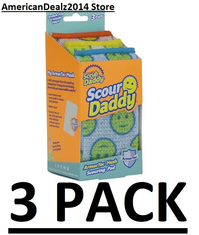 3 PACK – Scrub Daddy Scour Daddy Polymer Foam Scouring Pad Sponge Scouring Clean