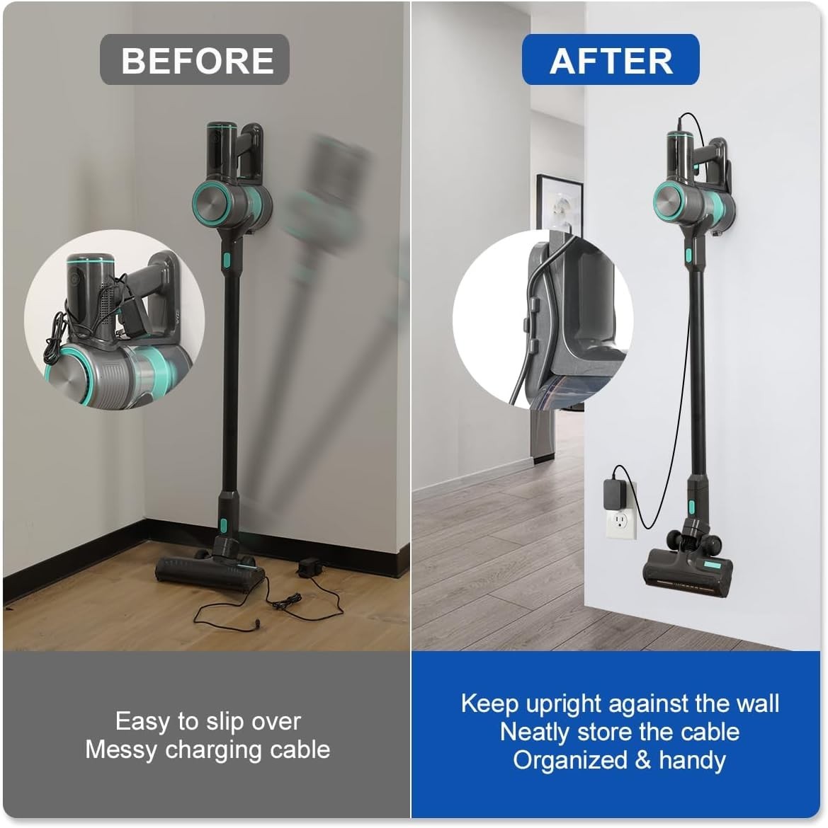 Wyze Cordless Vacuum Wall Mount Holder with Charging Cable Management Clip