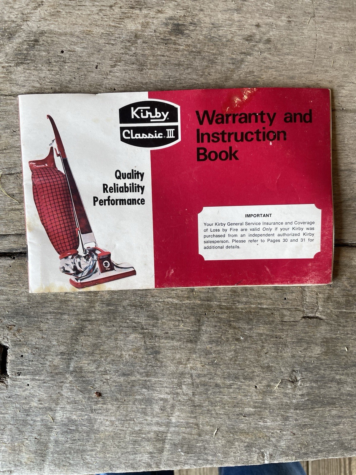 Kirby Classic III Warranty and Instruction Book 1976